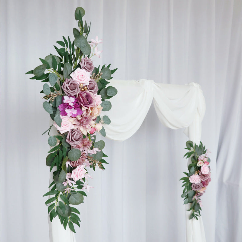 Simulation wedding arch flower wedding catwalk background corner flower welcome guest