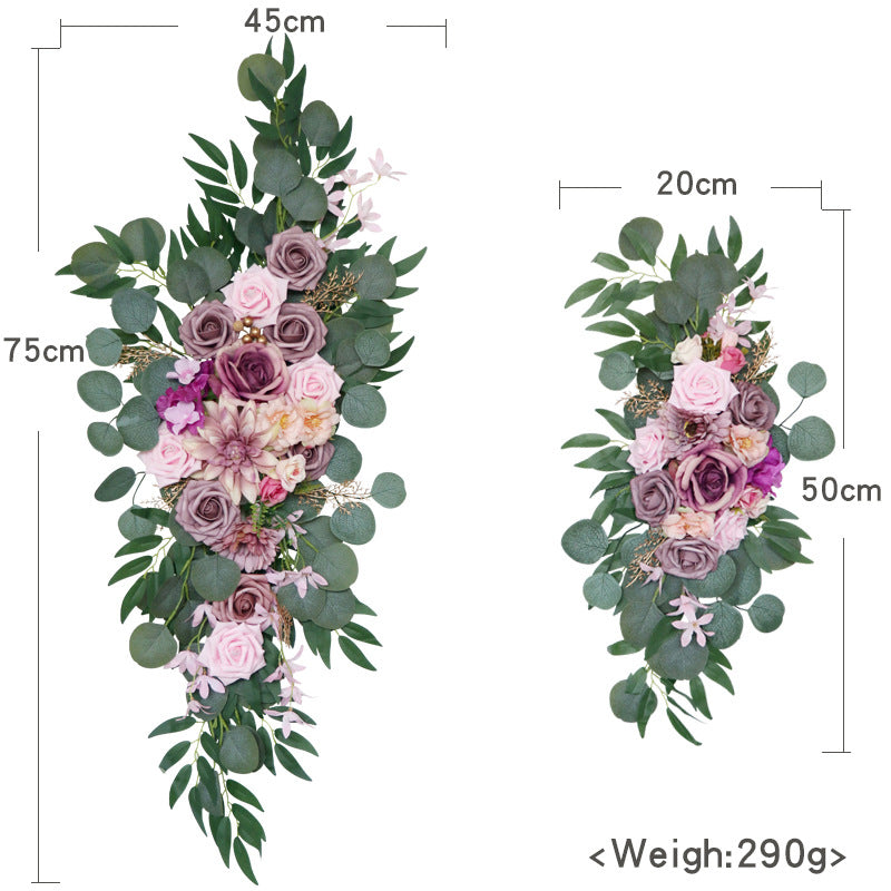 Simulation wedding arch flower wedding catwalk background corner flower welcome guest