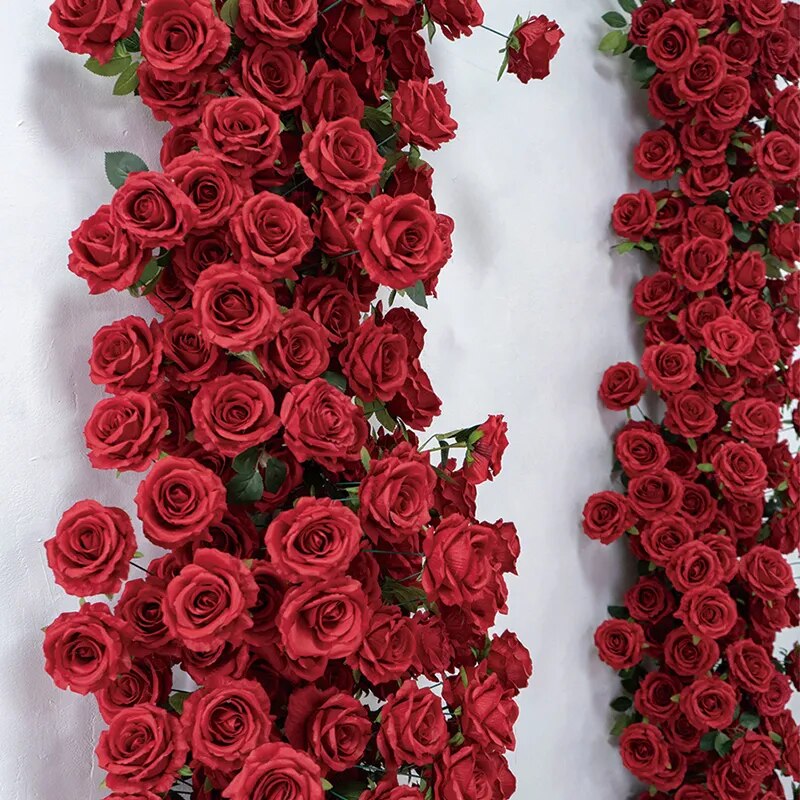 Red rose wedding background arch decoration